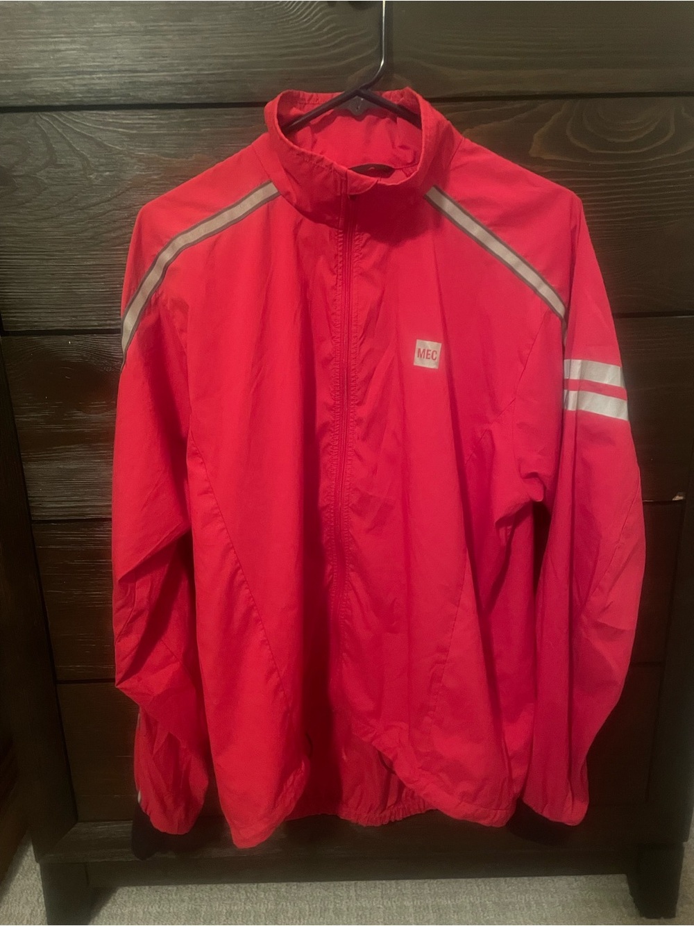 MEC Bright Red Men's Windbreaker with Reflective Accents
